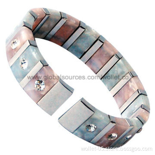 New Fashion Stainless Steel Resin Bangle with Beautiful CZ Stone